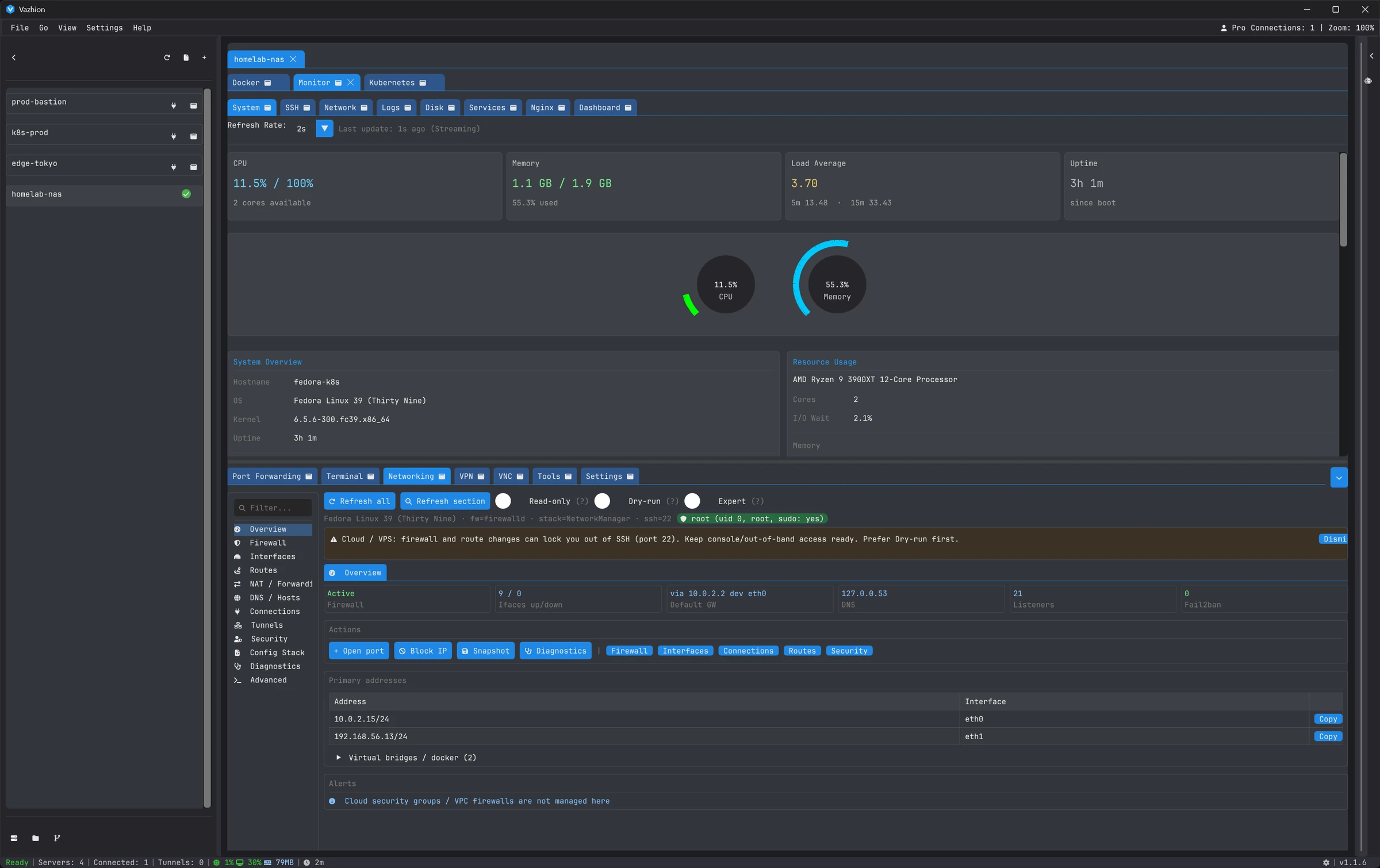 Firewall and networking overview in Vazhion